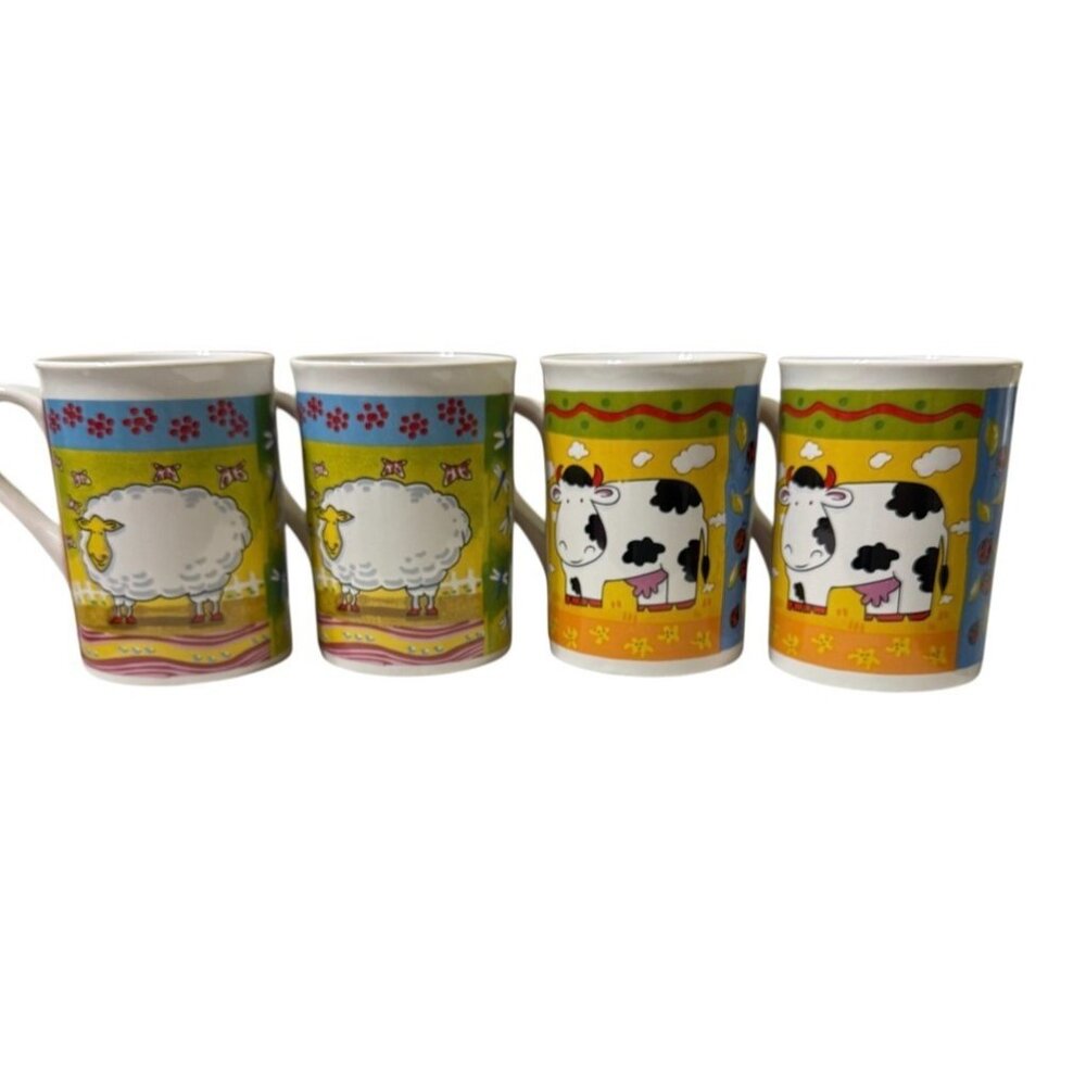 4 Houston Harvest Gift Products LLC Farm Animals Lamb/Sheep Pig Rooster Cow Vtg